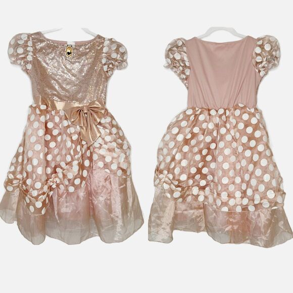 Disney‎ Girls Minnie Mouse Rose Gold Costume Size 7/8 Dress Only *No Ears* WDW - Picture 2 of 4
